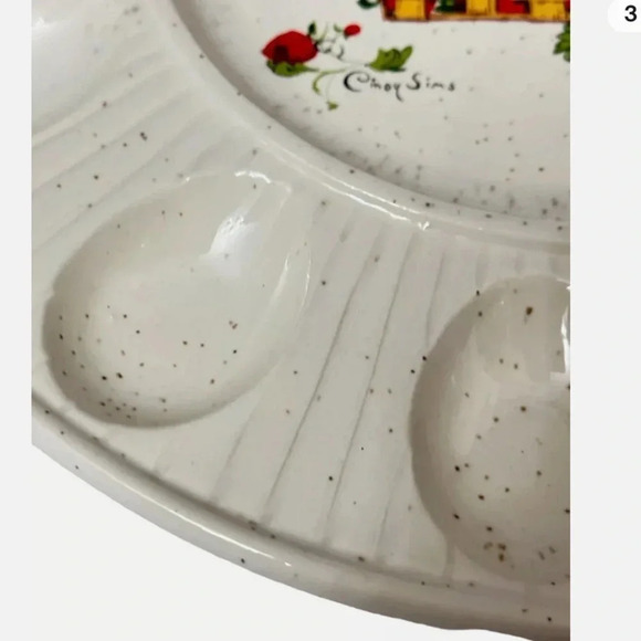 Cindy Sims | Vintage MCM Strawberry Pattern Deviled Egg Plate Dish. Made in USA. - Picture 3 of 7